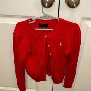 Ralph Lauren Polo sweater/cardigan size 6x great condition. Red